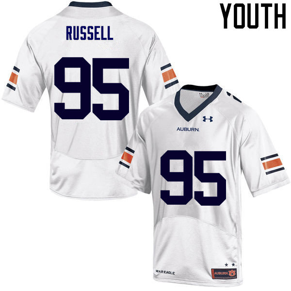 Auburn Tigers Youth Dontavius Russell #95 White Under Armour Stitched College NCAA Authentic Football Jersey SFA5574GM